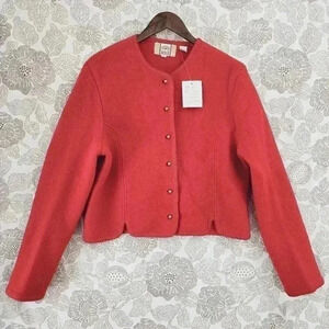 NWT Field Manor 100% wool Women's Blazer Red Size 14